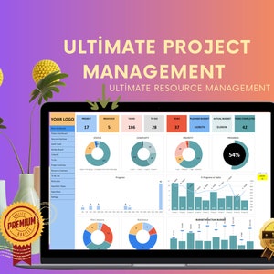Ultimate Project Management Template, Project Dashboard, Excel Project Management, Tasks Tracker, Gantt Chart, Resource Management, To Do