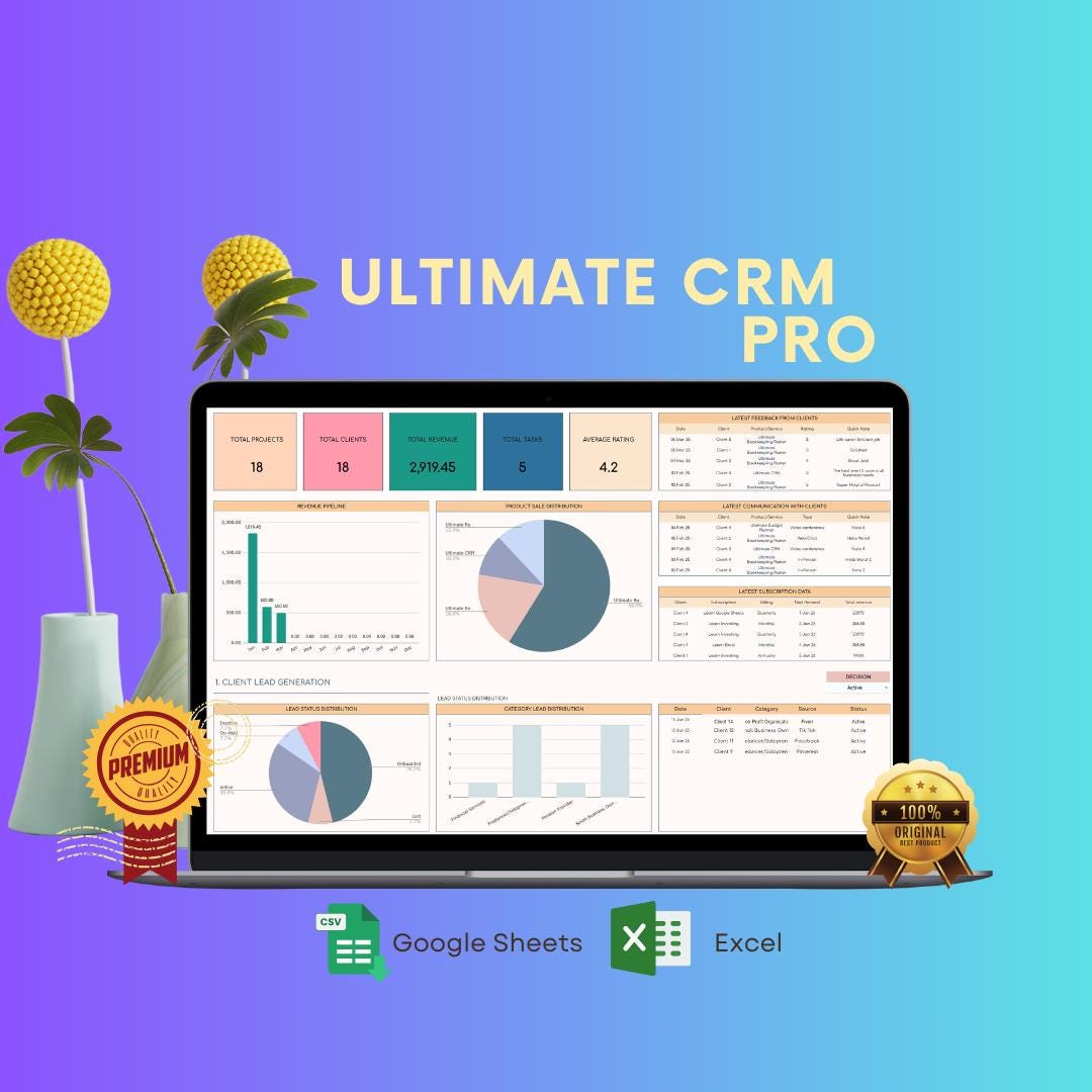 CRM Template Excel & Google Sheets | Client Management System ...