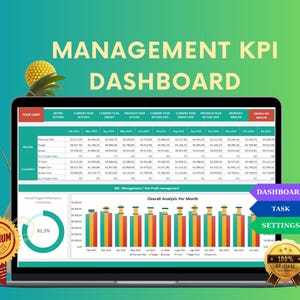 Management KPI Dashboard Template I Real Time Performance Tracking in Excel I Excel KPI Template