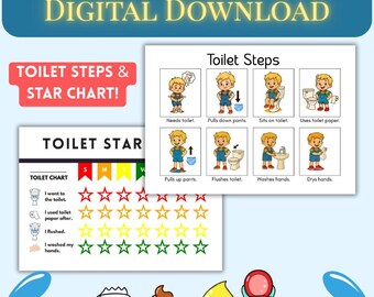 Instant download toilet training steps A4 printable poster for toddlers and Neurodivergent children, toilet training reward chart print out