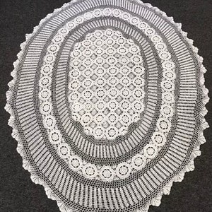 68x86&quot; Oval White 100% Cotton Handmade Crochet Lace Tablecloth For Tea Party Vintage House Decor