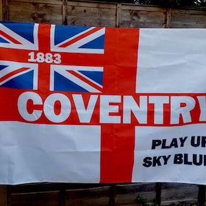 Coventry City Sky Blues CCFC Flag 5ft by 3ft - Shirt Scarf Badge Poster Stickers