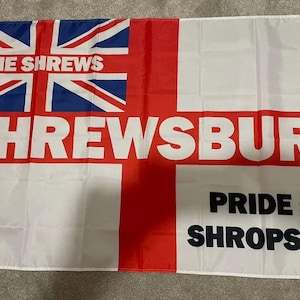 Bandeira do Shrewsbury Town FC 5 pés por 3 pés - Camisa Cachecol Distintivo Cartaz Adesivos Impressão
