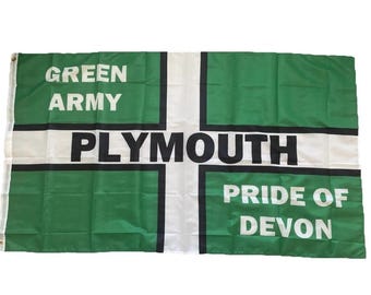 Plymouth Argyle FC Flag green army 5ft by 3ft - Shirt Scarf Badge Poster Stickers Print