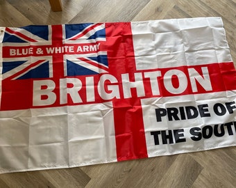 Brighton & Hove Albion FC Flag - 5ft by 3ft - BHAFC Seagulls - Print Poster Hat Shirt Scarf Stickers Dad Gift Son Present