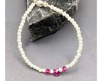 Dainty Pearl Flower Bracelet, Flower Girl Gift,