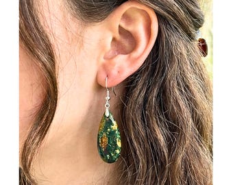 Pistachio Jasper Dangle Drop Earrings | Sterling Silver, Natural Gemstone, Autumnal Vibes