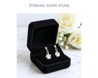 Sterling Silver Paw Earrings, Dog & Cat Lovers Gift, matching Necklace