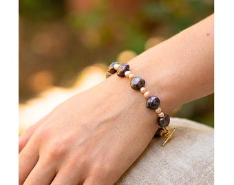 Copper Bronze Freshwater Pearl Bracelet,
