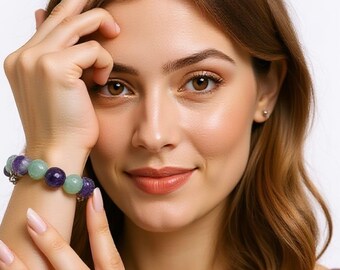 Amethyst & Aventurine Bracelet, Healing Stones for Spiritual Beings, Calm, Luck and Positive Energy