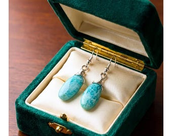 Sterling Silver Amazonite Earrings, Aqua Gemstone Dangle Drop Earrings, Boho Minimalist Jewellery, Matching Necklace, Handmade Gift for Her