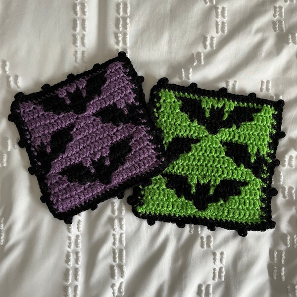 Halloween Bats - Crochet Pot Holder Set