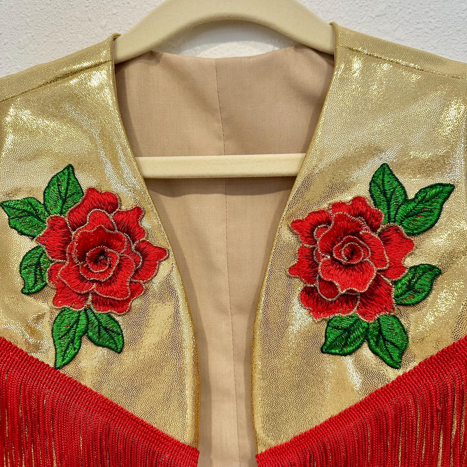 Western Pageant Beautiful Girls Gold Western Rodeo Pageant Vest With Rose Appliqués ...