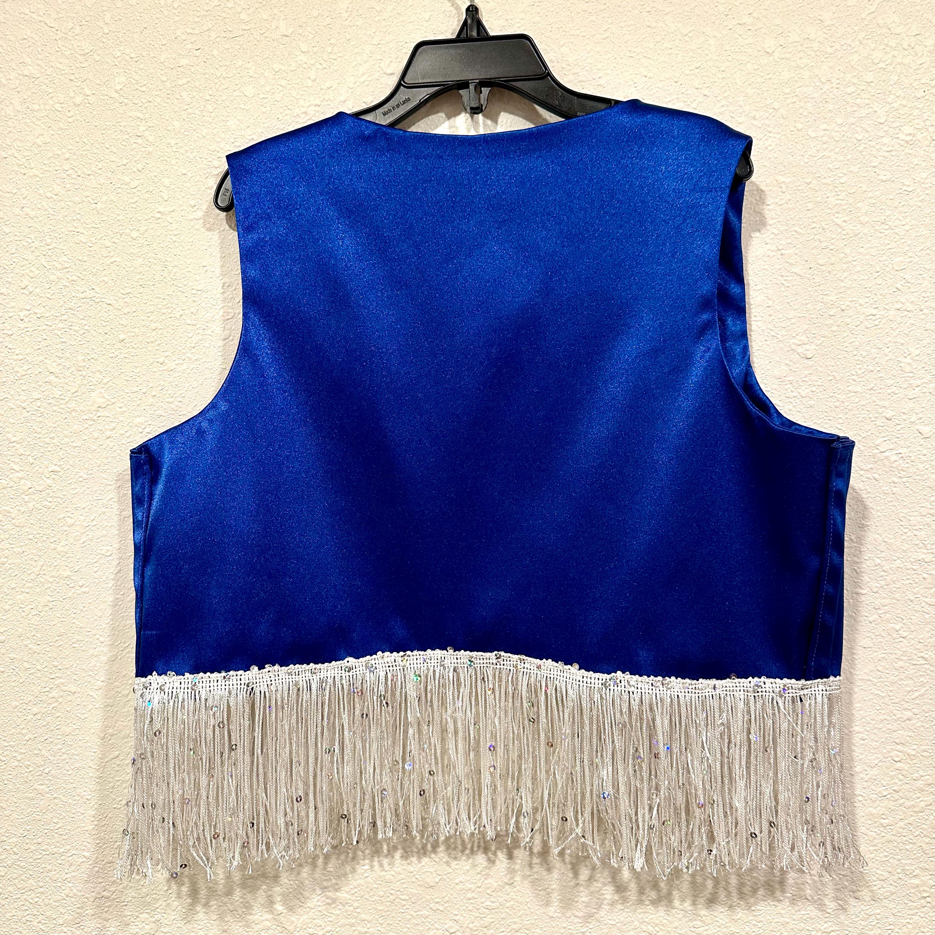 Rhinestone Rodeo Pageant Royal Blue Patriotic Texas Cowgirl Rodeo Pageant Vest With Texas Patch ...