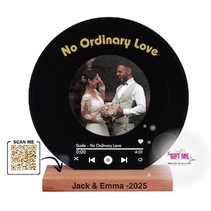 Custom Record Keepsake with QR code to song or your voice note on a Stand  | Photo Cover LP | Wedding Gift | Engagement | Best Friend Gift