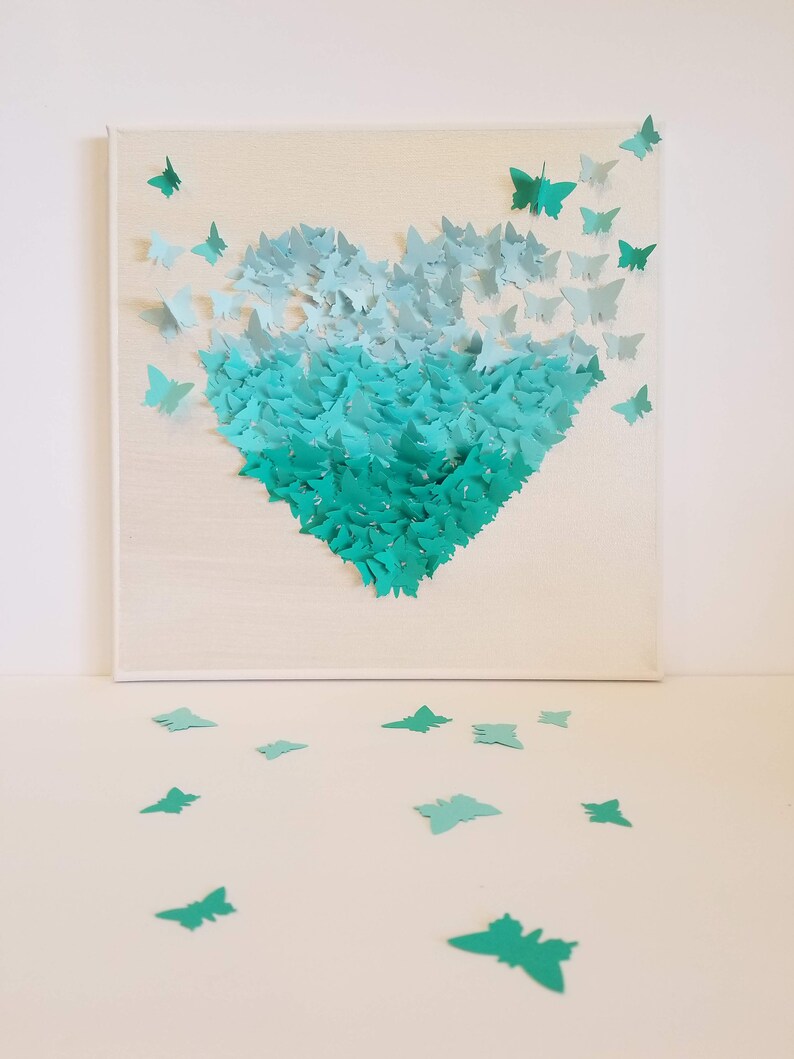 3D Butterfly Heart Ombre Gift for Her Nursery Décor Etsy