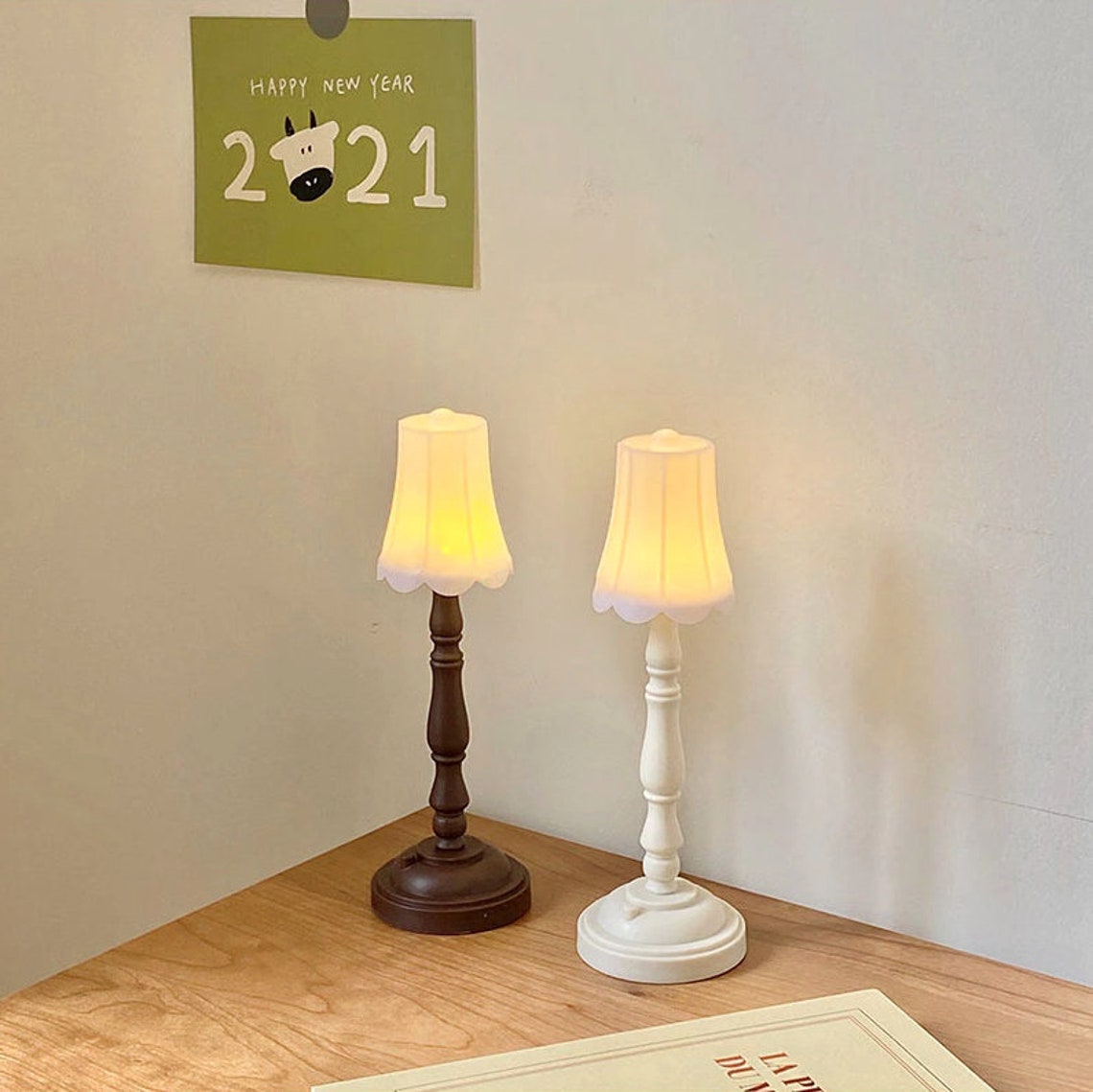 Parisian Aesthetic LED Desk Table Lamp Vintage Candle Bedroom Etsy