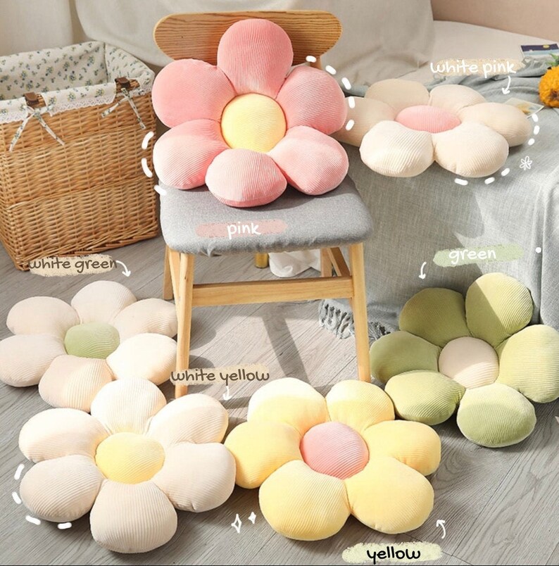 Cotton Flower Pillow Pastel Pinterest Bedroom Aesthetic Floral Etsy