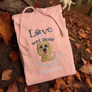 Cockapoo Love is a wet nose Dog LadiesEmbroidered Hoodie, 9 colours available,
