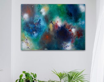 Large abstract painting canvas, 60 x 90 cm, unique work