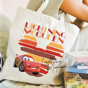 Cars Character Tote Bag, Lightning McQueen Disney Bag, Pixar Tote with Custom Character, Radiator Springs Gift Idea, 8 Cars Characters