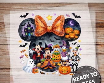 Halloween Disney  Mouse Friends DTF Transfer, Spooky Character Minnie and Mickey Ready to Press Print
