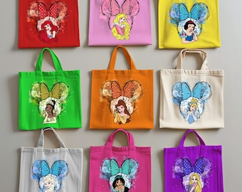 Disney Princess Group Tote Bags, Custom Disney Princess Canvas Bags, Choose Your Favorite Princess, Disneyworld Trip Bags, Elsa, Cinderella