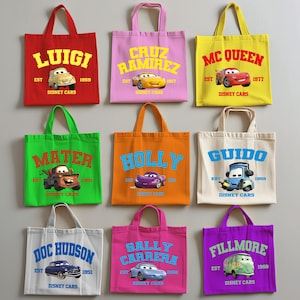 Disney Cars Tote Bag, Cars Family Group Bags, Cars Totes, Mc Queen and Friends Totes, For Disney Trip, Cars Tote Bags