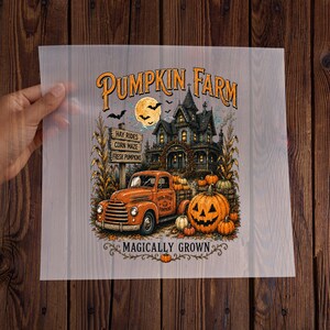 Halloween Pumpkin Farm DTF Print - Fall Pumpkin Truck Transfer - Ready To Press DTF, Autumn Farm Shirt Design image 2