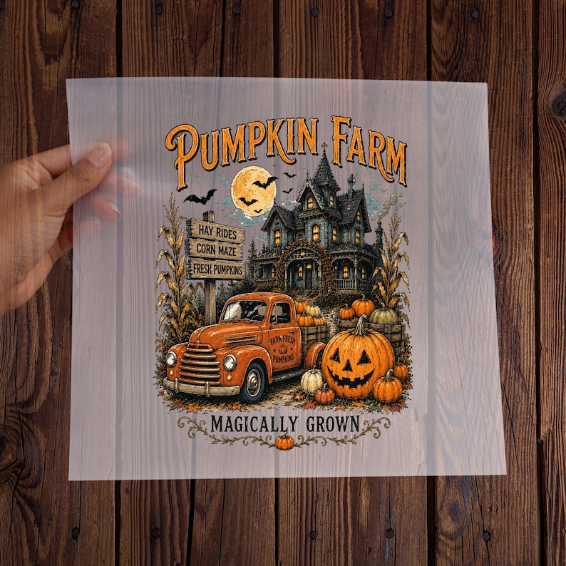 Halloween Pumpkin Farm DTF Print - Fall Pumpkin Truck Transfer - Ready To Press DTF, Autumn Farm Shirt Design image 2