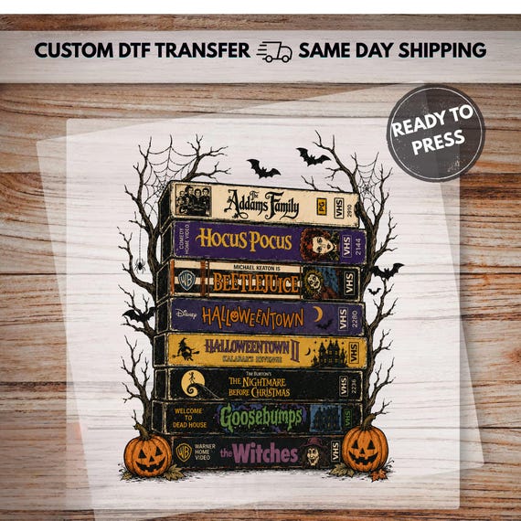Retro Halloween VHS DTF Transfer, Spooky Movie Stack, Disney Halloweentown, Ready to Press