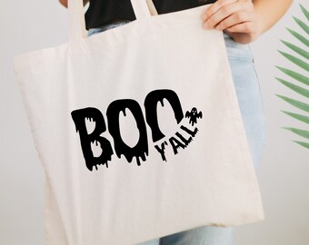 Boo Y"All,Boo Canvas Bag,Boo Tote bag, Halloween Tote Bag,halloween season,halloween bag,100% cotton bag, spooky gift,spooky