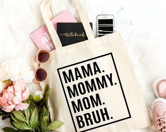 Mama Mama Mama Bruh, Mama Bag, Grappige Moeder Tote Bag Voor Haar Verjaardag, Mama Tas voor Moederdag, Moederschap, Cadeau voor Moeder van Zoon, Mom Life