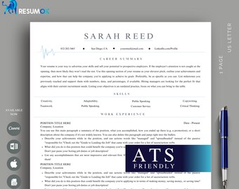 Nursing Resume Template for Word, Google Docs & Canva | Registered Nurse CV, New Grad RN | Medical Professional | ATS Friendly Resume