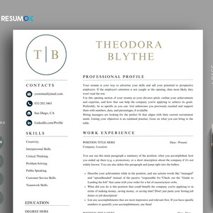 Professional Resume Template for Word and Docs Resume Design CV Template Word Minimalist CV Instant Download Resume Modern Monogram Resume