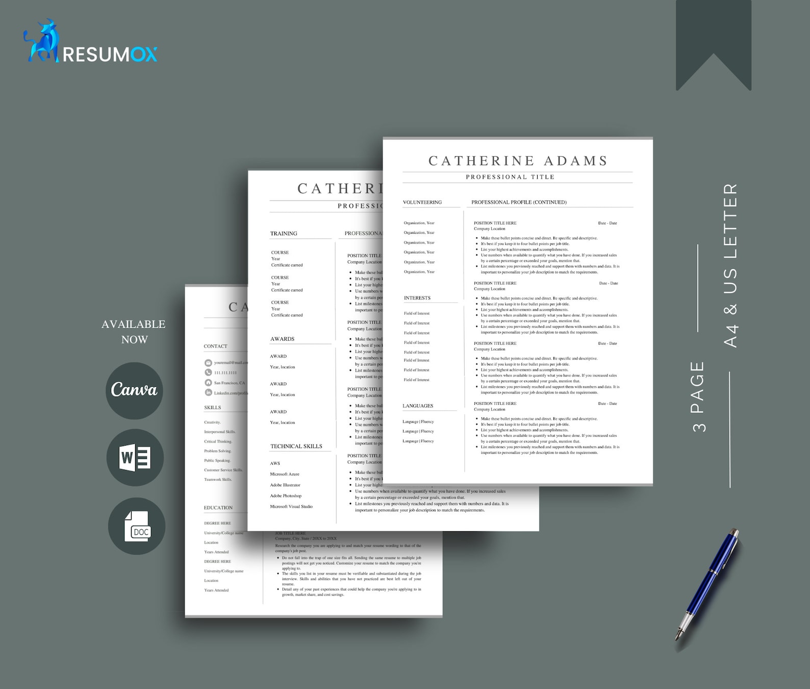Resume Template Google Docs, Teacher Resume, Word Resume Template ...