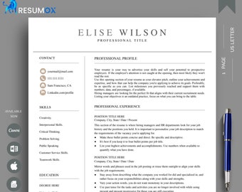 Clean Modern Resume Template for Word, Google Docs & Canva | Professional CV Template, 1 2 3 Page, Executive Resume, ATS Friendly, Download