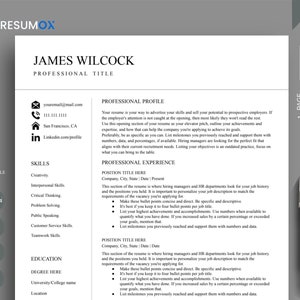 Minimalist Resume Template, Professional Modern Resume Template Word, Mac Pages, Google Docs, CV Template, Clean Simple Resume Template 2025