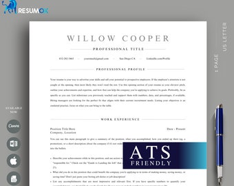 ATS Friendly Resume Template Digital Download in Google Docs - Professional ATS compatible Resume Template - Editable Resume CV Template