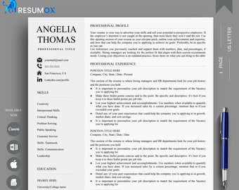 Minimalist Executive Resume Template for Word, Google Docs & Canva | ATS Friendly CV, , Modern, Professional |1, 2 Page | Instant Download