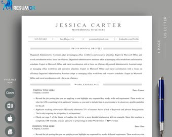 ATS Resume Template, Cover Letter, Modern CV Design (Google Docs, Word, Canva Files)