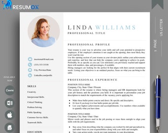 Resume Template with Photo for Google Docs, Word & Canva | Nurse And Teacher CV | Professional Executive Resume | Modern Clean Design
