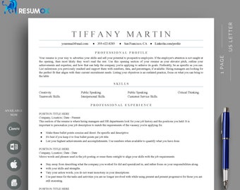 Minimalist ATS Resume Template for Word, Google Docs & Canva | Professional CV Template, 2 Page Resume, Modern ATS Friendly, Downloadable