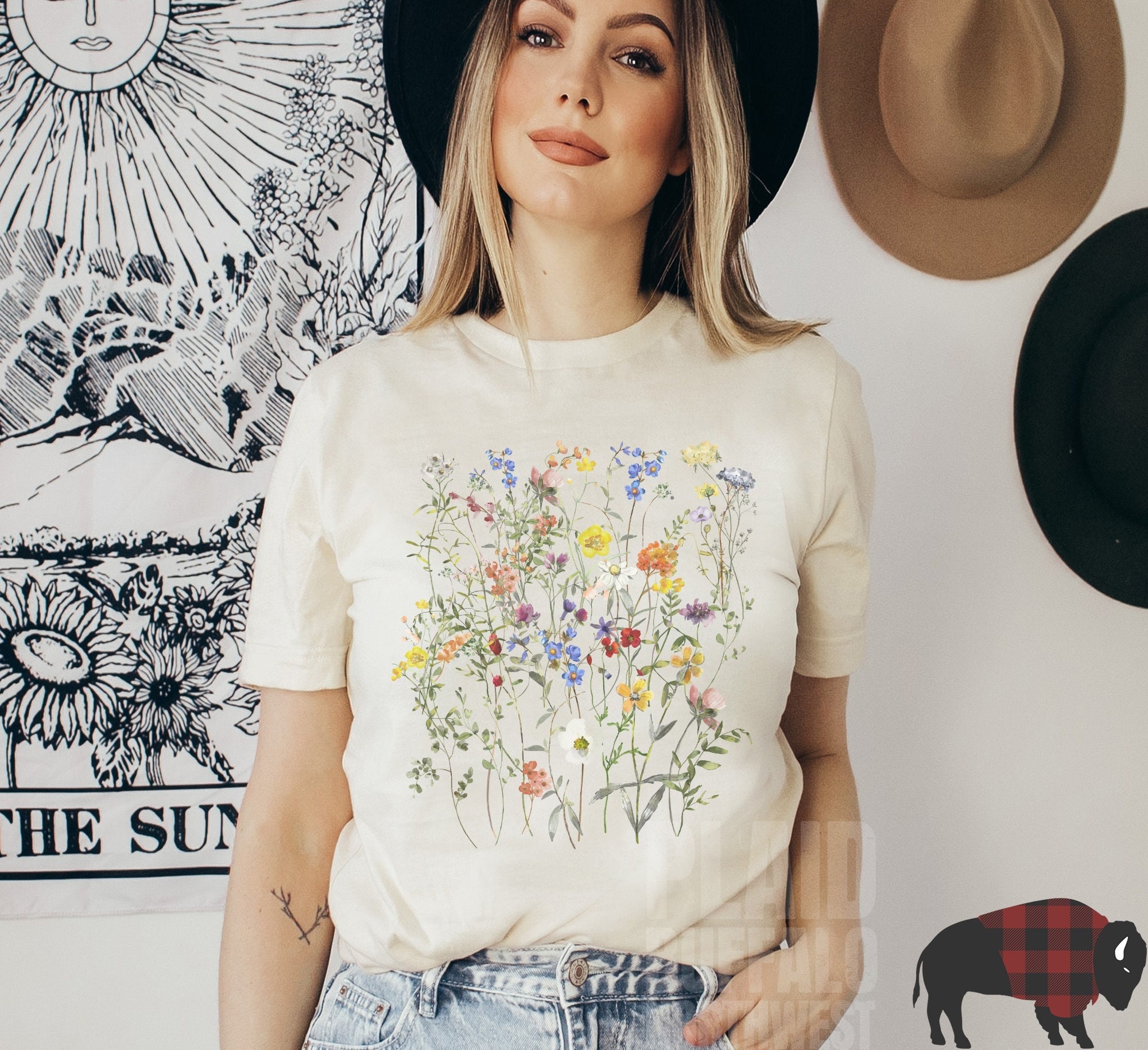 Wildflowers Shirt Goblincore Clothing Watercolor Flower Shirt Pressed ...