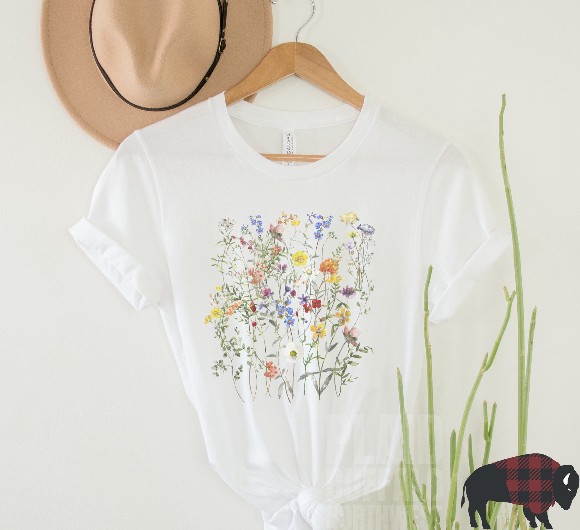 Wildflowers Shirt Goblincore Clothing Watercolor Flower Shirt Pressed ...