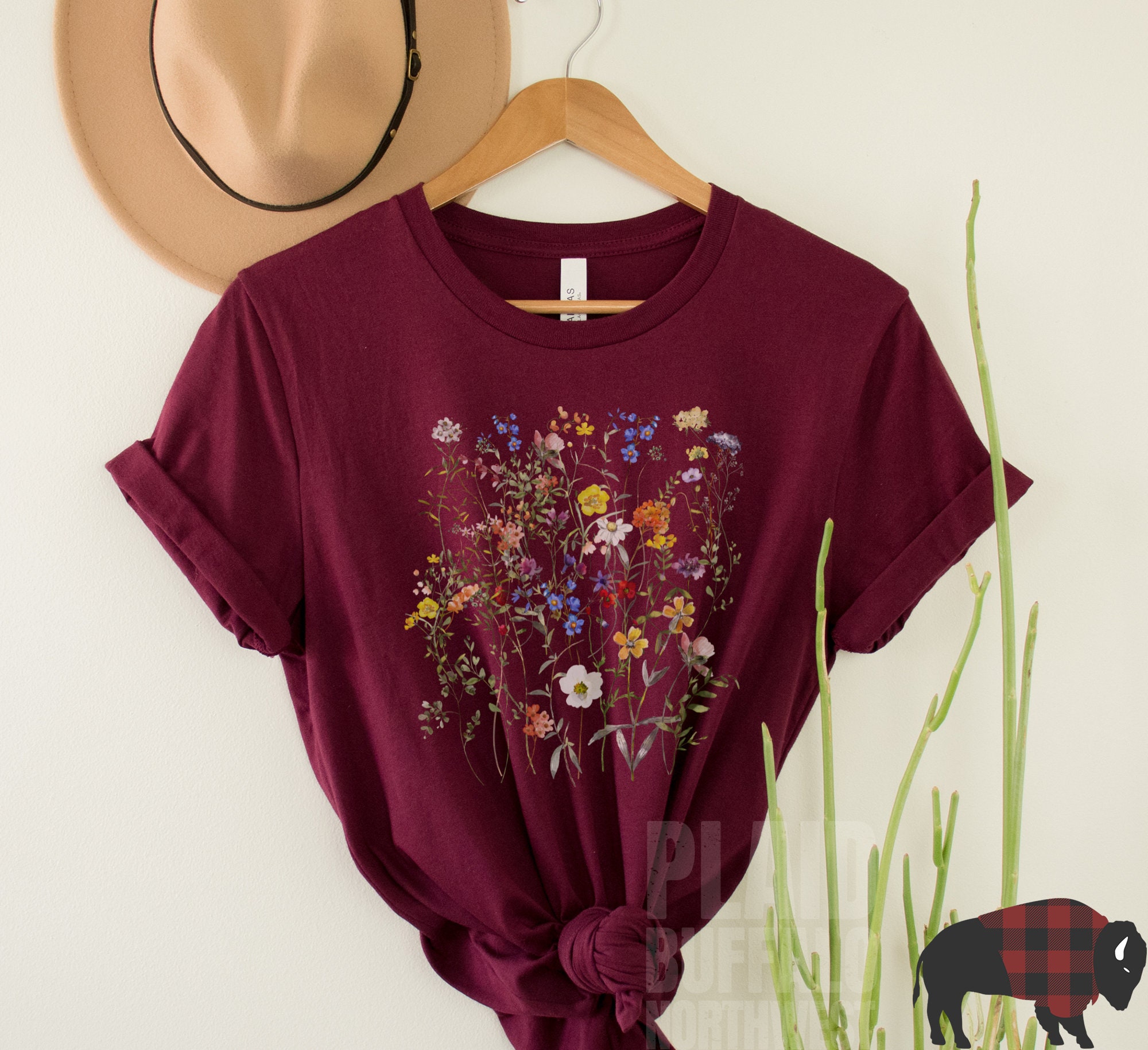 Wildflowers Shirt Goblincore Clothing Watercolor Flower Shirt Pressed ...