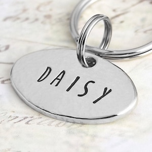 Medium handmade dog tag for collar, personalized dog tag, oval tag