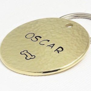 Large handmade dog tag for collar, personalized dog tag, round tag