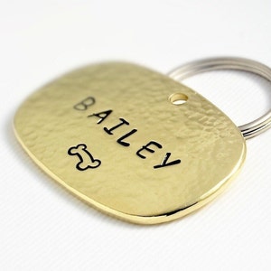 Extra Large handmade dog tag for collar, personalized dog tag, rectangular (rounded) tag