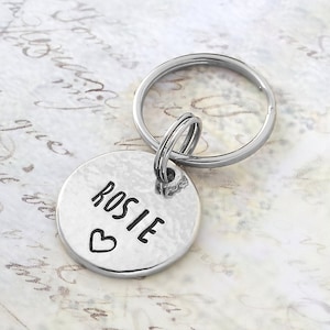 Handmade Hammered Pet Tag: Personalized Cat & Dog Small Collar Tag
